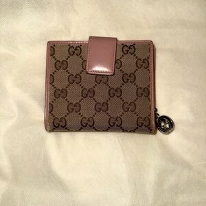 Gucci Pink and Brown Monogram Wallet